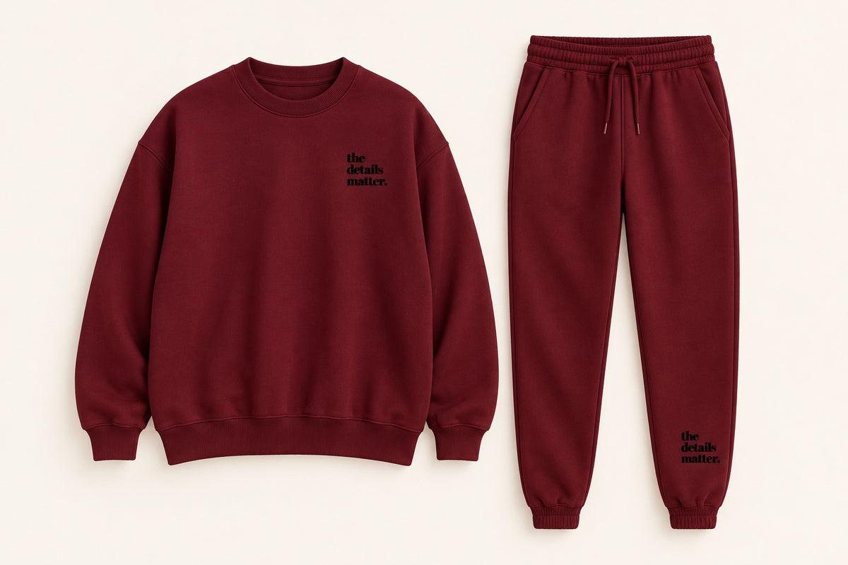 Burgundy Crewneck + Jogger Set