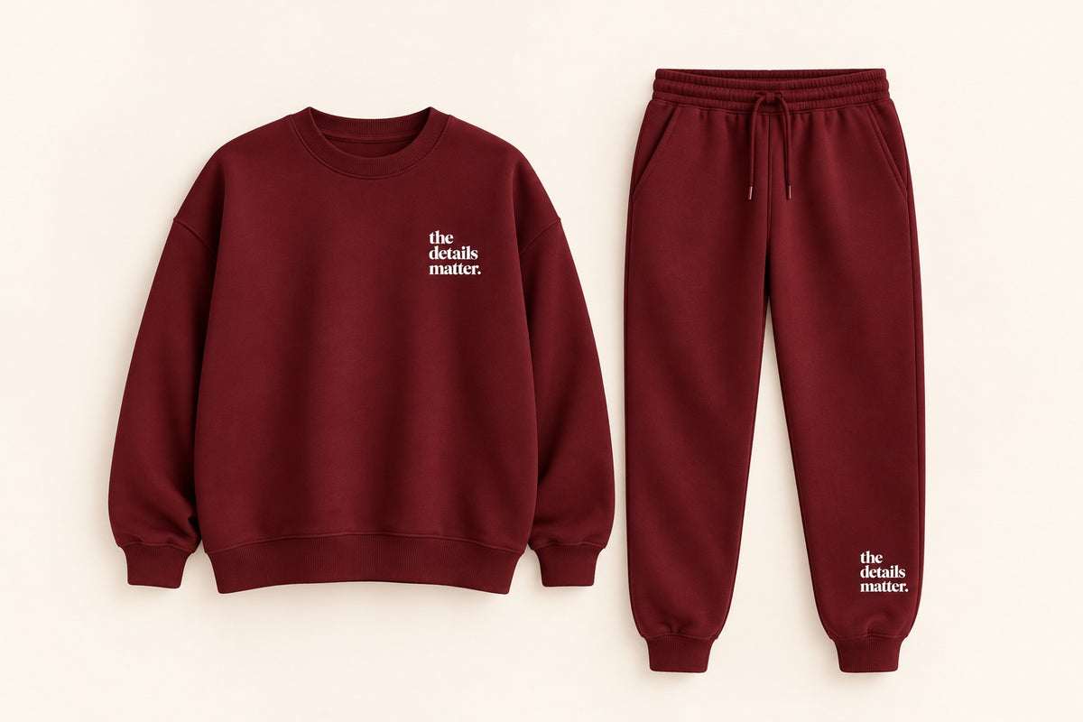 Burgundy Crewneck + Jogger Set