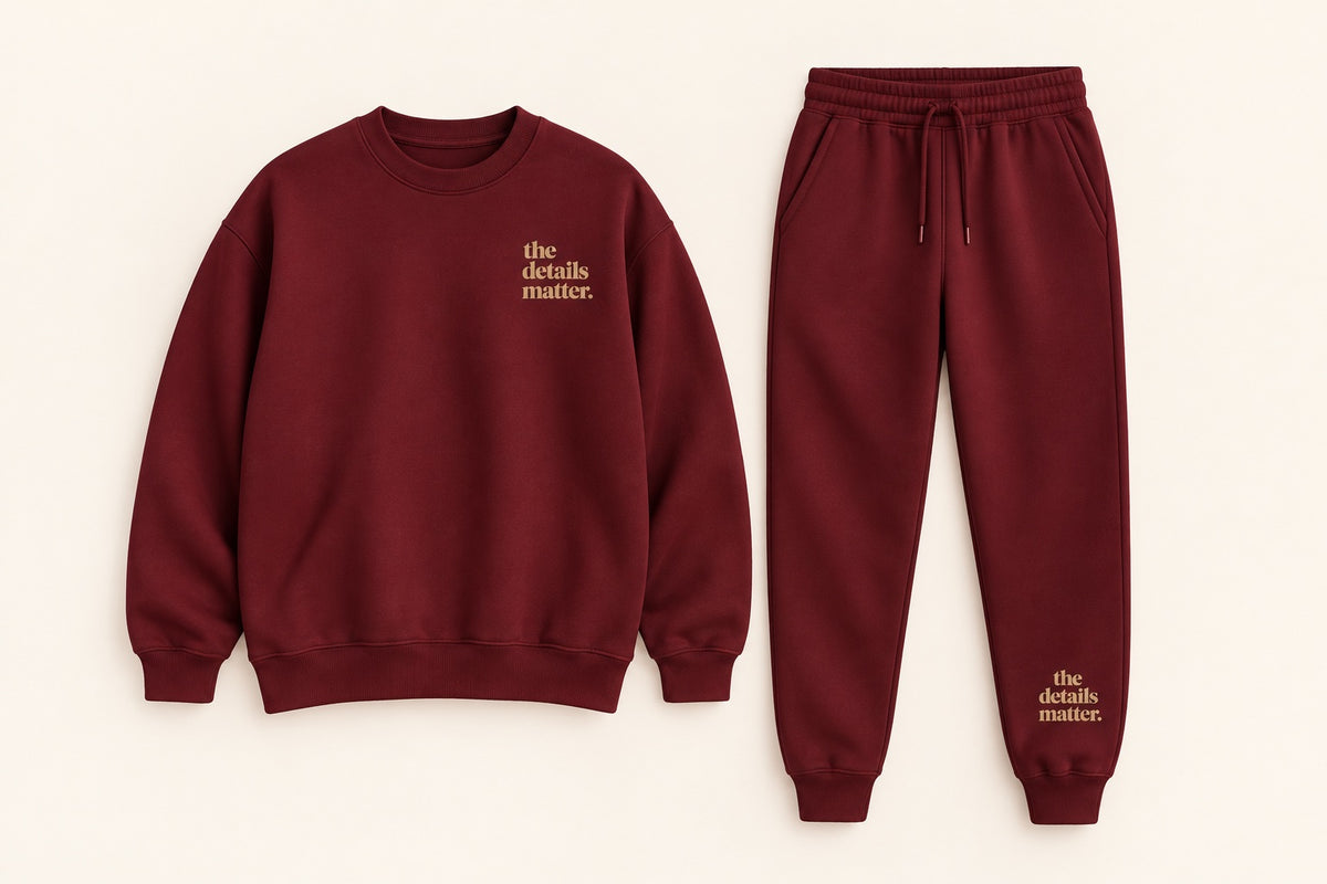 Burgundy Crewneck + Jogger Set