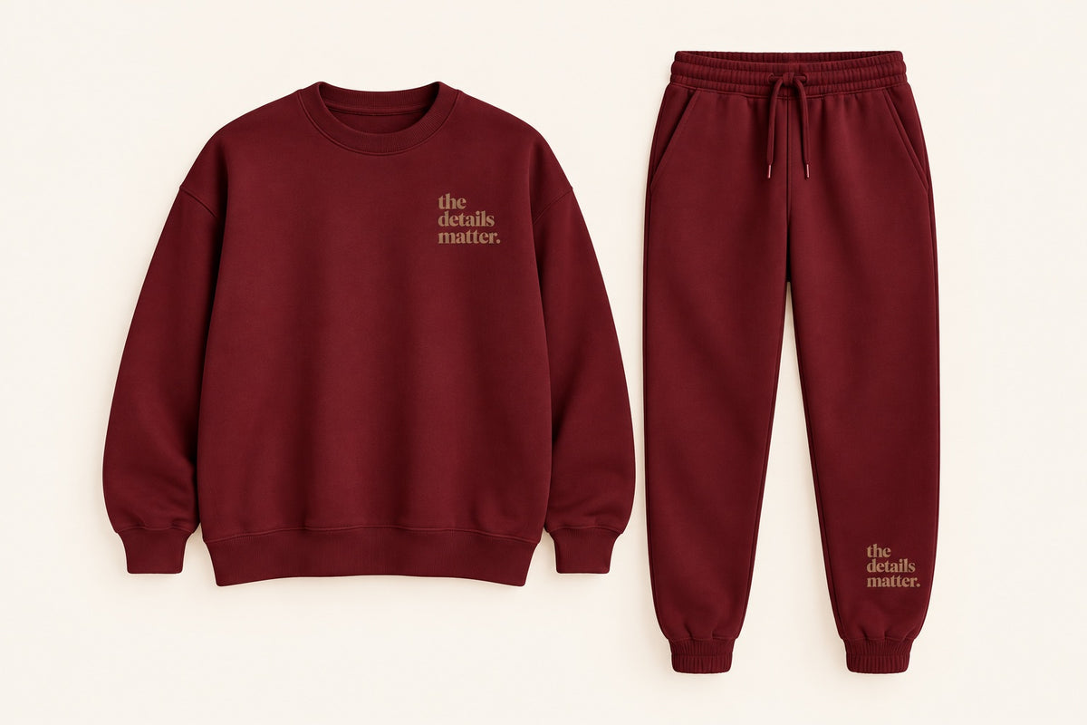 Burgundy Crewneck + Jogger Set